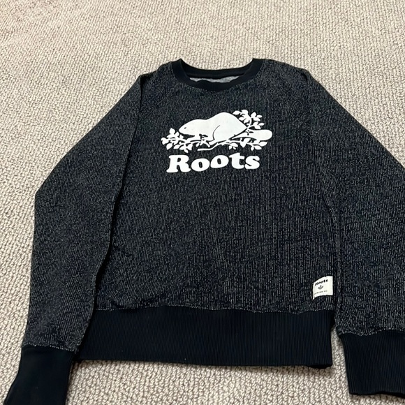 Womens Roots crew neck-original boyfriend size xxs black pepper - Picture 1 of 3